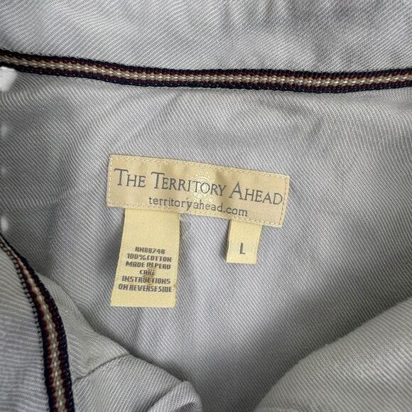 The Territory Ahead SS Shirt 100% Cotton Blue Ombre Stripe Heavyweight Outdoor L - Picture 3 of 14
